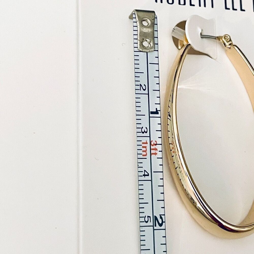 LAST ONE NWT Robert Lee Morris Soho Large Oval Thick Polished Gold Hoops earring - Picture 6 of 10